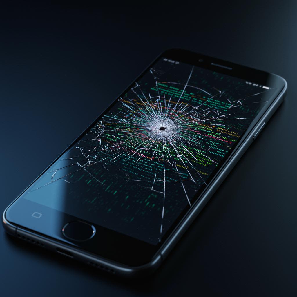 Un telèfon amb la pantalla trencada